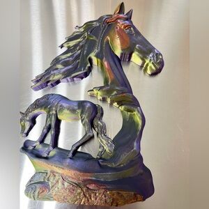 Iridescent ♥️ Resin Horse And Foal Sculpture